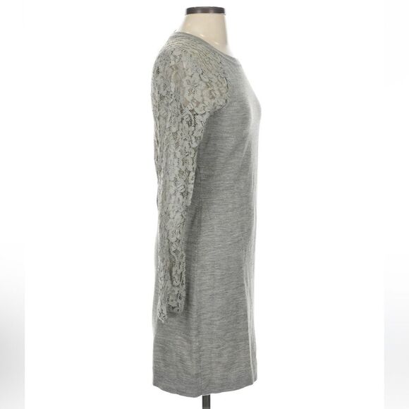 Diane von Furstenberg Gray Sweater Lace Dress, Small, Like New - Picture 4 of 5